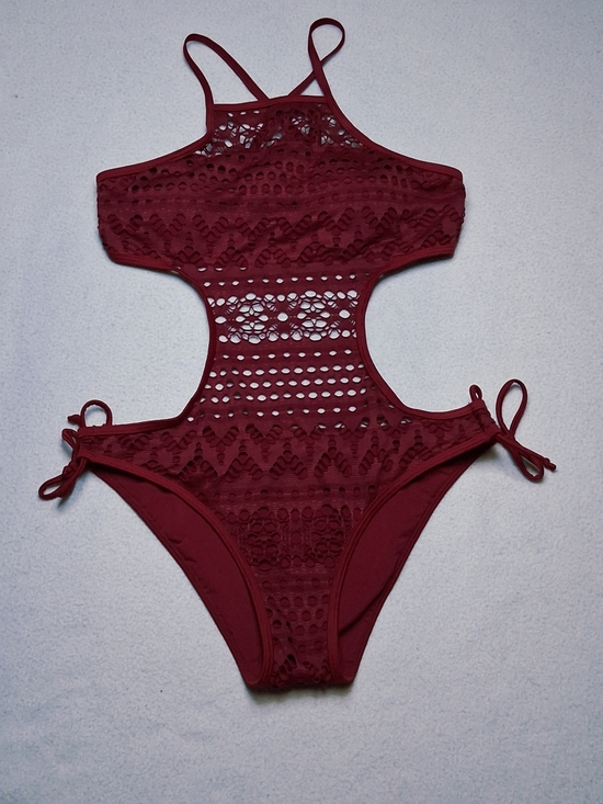 Other - 4/20$ ➡️ Crochet Cutout One-Piece Swimsuit - Wine Burgundy Crochet Monokini